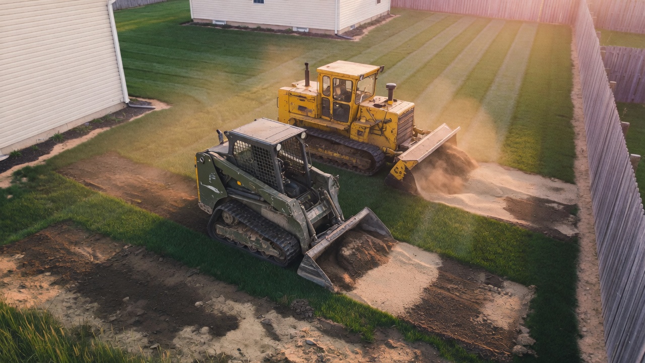 mini skid steer + material pass