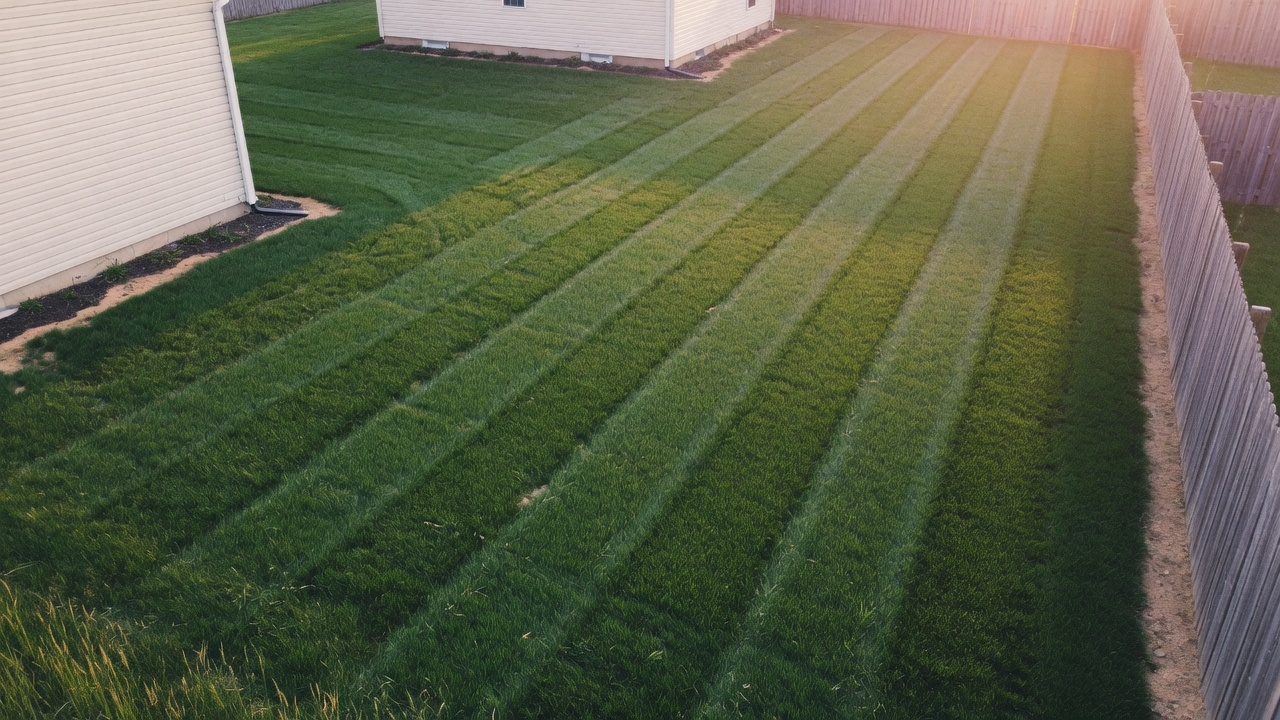 sod installation in progress — equipment on site